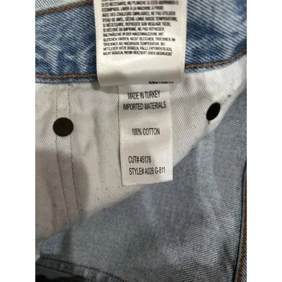 AGOLDE Shorts Womens 27 Parker Vintage Cut Off Blue Denim Distressed Button Fly - Picture 5 of 5